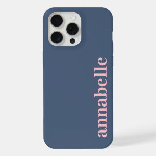 Seitiges Monogramm Name Blau & Rosa Minimalistisch iPhone 15 Pro Max Hülle
