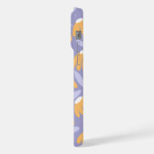 Seitiges Monogramm Name Gelb & Blau Florales Muste iPhone Hülle (Linke Seite)