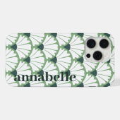 Seitiges Monogramm Name Grün Vintage-Muster iPhone Hülle (Rückseite (Horizontal))