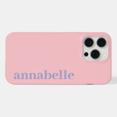 Seitiges Monogramm Name Pink & Blau Minimalistisch iPhone Hülle (Rückseite (Horizontal))