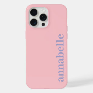 Seitiges Monogramm Name Pink & Blau Minimalistisch iPhone 15 Pro Max Hülle
