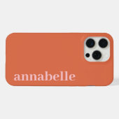 Seitiges Monogramm Name Pink & Rot Minimalistisch iPhone Hülle (Rückseite (Horizontal))