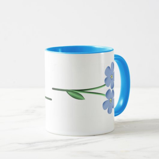 Seitlich blaue Blumen Tasse (VorderseiteRechts)