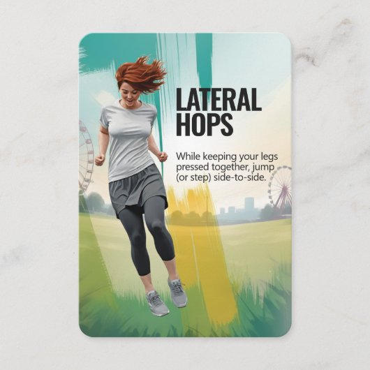 Seitliche Hops Fitness Card mit blauem Hintergrund Save The Date (Vorderseite)
