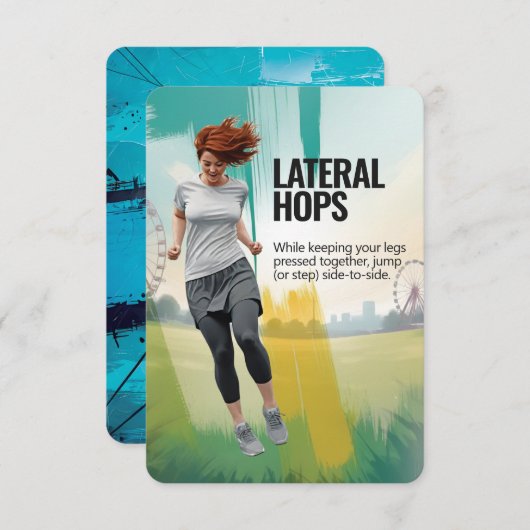Seitliche Hops Fitness Card mit blauem Hintergrund Save The Date (Vorne/Hinten)