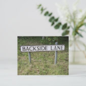 Seitliche Lane, Funny & Rude Place Sign Postcard. Postkarte (Stehend Vorderseite)