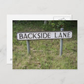 Seitliche Lane, Funny & Rude Place Sign Postcard. Postkarte (Vorne/Hinten)