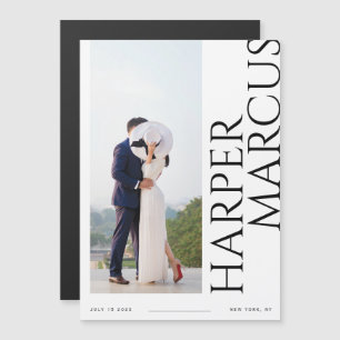 Seitliche Namen Modernes Foto Speichern Sie die Da Magneteinladung