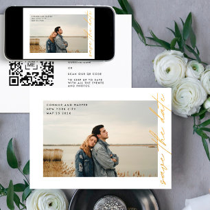 Seitliche Schritte QR Code Einfach elegant Gold Fo Save The Date