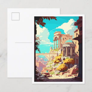 Seitliche Türkei-Kunst-Vintage-Reiseillustration Postkarte
