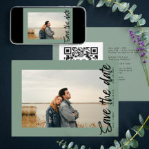 Seitliche Wege QR Code Foto Sage Green White