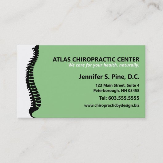 Seitlicher Chiropraktor Terminkarte (Vorderseite)