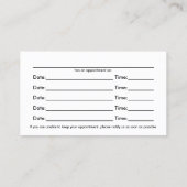 Seitlicher Chiropraktor Terminkarte (Rückseite)