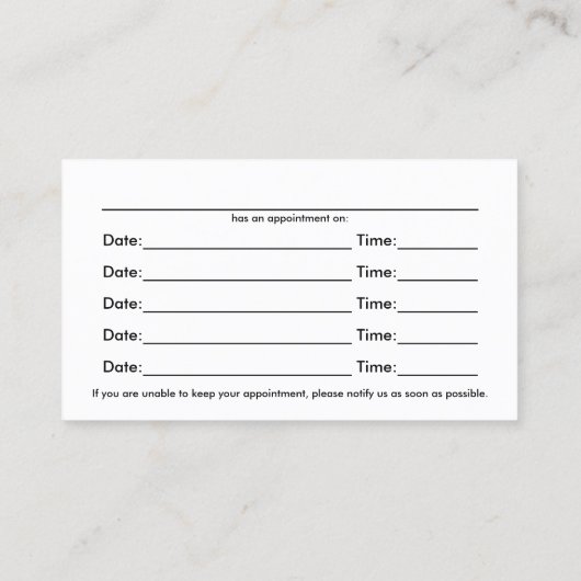 Seitlicher Chiropraktor Terminkarte (Rückseite)