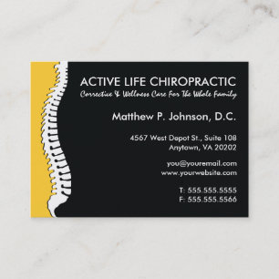 Seitlicher Dorn-(gelber) übergroßer Chiropraktor Visitenkarte