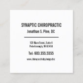 Seitlicher Dorn-Logo-Chiropraktor Quadratische Visitenkarte (Rückseite)