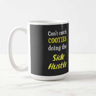 Seitlicher Hustelkitt Neongelber Text Kaffeetasse