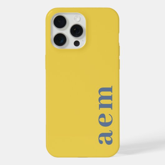Seitliches Monogramm Initialen Gelb & Blau Minimal iPhone Hülle (Rückseite)