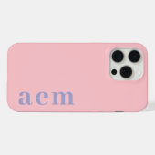Seitliches Monogramm Initialen Rosa & Blau Minimal iPhone Hülle (Rückseite (Horizontal))