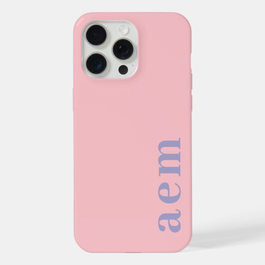 Seitliches Monogramm Initialen Rosa & Blau Minimal iPhone Hülle (Rückseite)