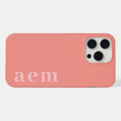 Seitliches Monogramm Initialen Rosa Minimalistisch iPhone Hülle (Rückseite (Horizontal))