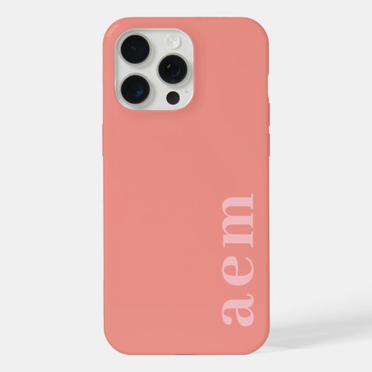 Seitliches Monogramm Initialen Rosa Minimalistisch iPhone Hülle (Rückseite)