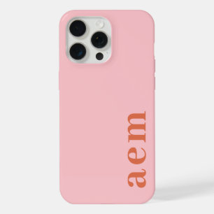 Seitliches Monogramm Initialen Rosa & Rot Minimali iPhone 15 Pro Max Hülle