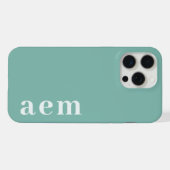 Seitliches Monogramm Initialen Türkis Minimalistis iPhone Hülle (Rückseite (Horizontal))
