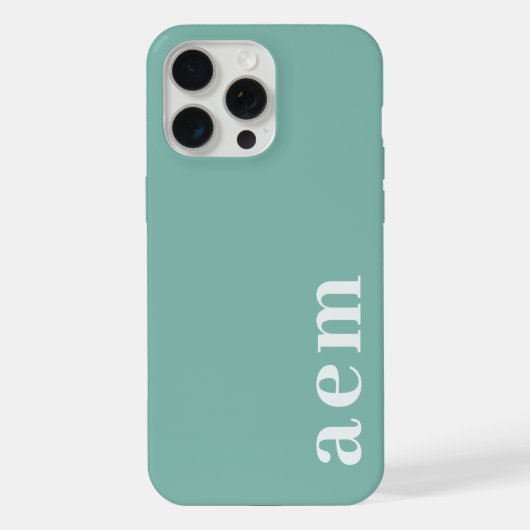 Seitliches Monogramm Initialen Türkis Minimalistis iPhone Hülle (Rückseite)