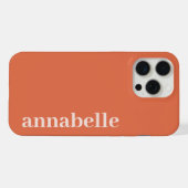 Seitliches Monogramm Name Orange Minimalistisch iPhone Hülle (Rückseite (Horizontal))