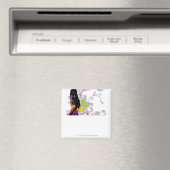 Seitliches Profil einer Frau, die sich Magnet (In Situ (Geschirrspüler))