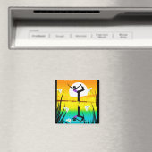 Seitliches Profil einer Frau, die Yoga praktiziert Magnet (In Situ (Geschirrspüler))