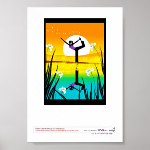 Seitliches Profil einer Frau, die Yoga praktiziert Poster