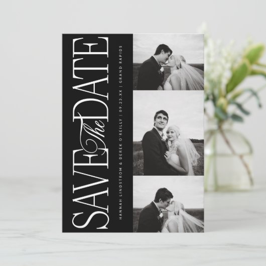 Seitliches Skript Speichern Sie das Datum Foto-Ank Save The Date (Stehend Vorderseite)