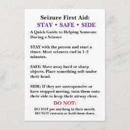 Seizure First Aid Card  Karte
