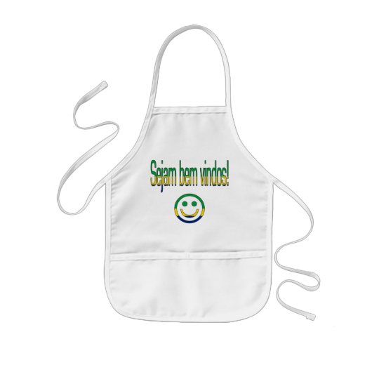 Sejam bem Vindos! Brasilien-Flaggen-Farben Kinderschürze (Vorne)