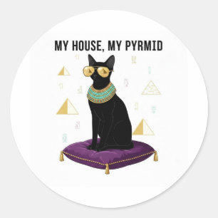Sekhment Ägyptische Katze Bastet Göttin Pyramide Runder Aufkleber