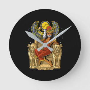 Sekhmet Ägyptische Lioness-Göttin Runde Wanduhr