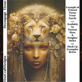 Sekhmet Lioness Goddess Portrait EW1Z Decoupage Seidenpapier