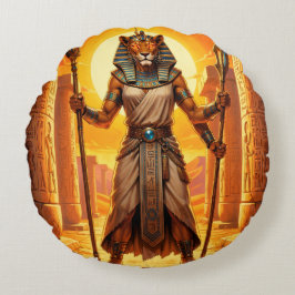 Sekhmet – Löwenköpfige Kriegsgöttin Rundes Kissen