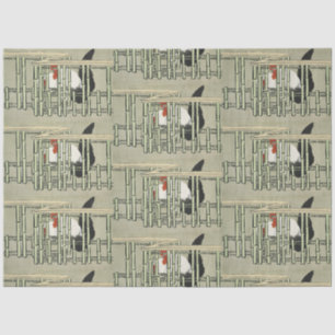 Sekka Roosters aus Momoyogusa japanische Kunst Seidenpapier