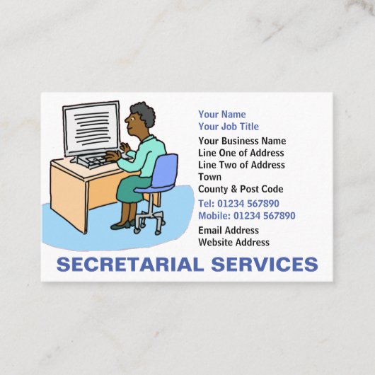 Sekretariatsdienste für Schwarze Visitenkarte (Vorderseite)