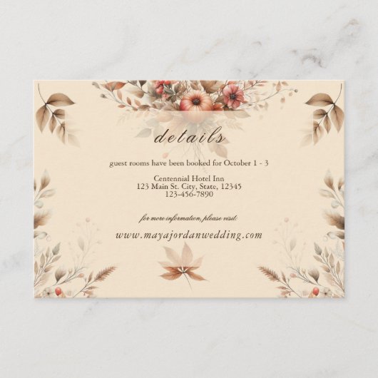 Sekt Herbst-Hochzeitskarte Begleitkarte (Vorderseite)