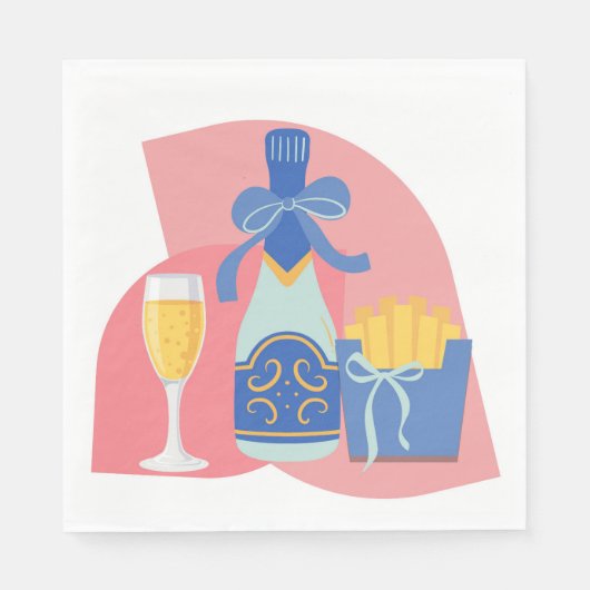 Sekt und Pommes Serviette (Vorderseite)