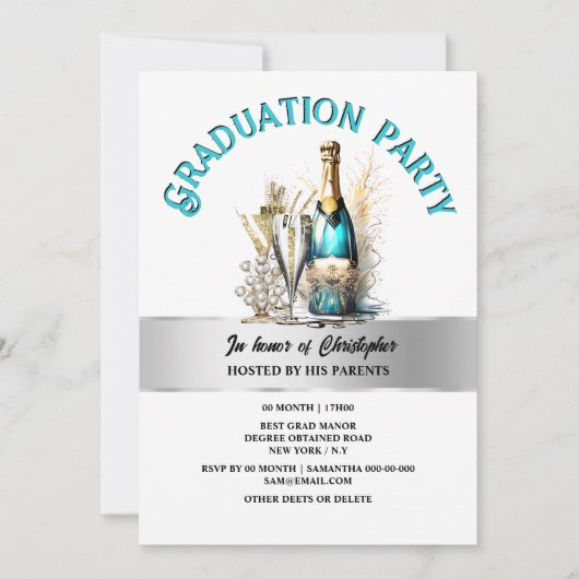 Sektbläschen aus Sektbrille, formales Party Einladung (Vorderseite)