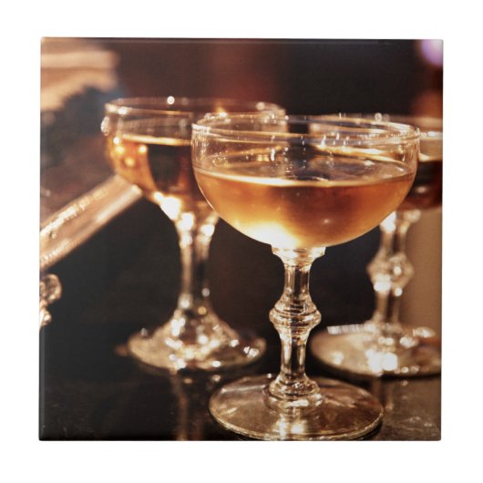 Sektglas goldener Toast Fliese (Vorderseite)