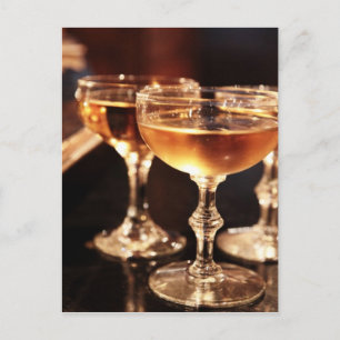 Sektglas goldener Toast Postkarte