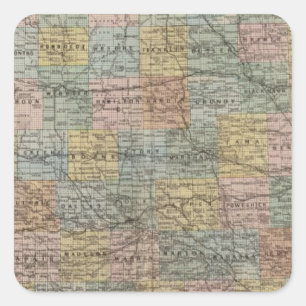 Sektorkarte von Iowa Quadratischer Aufkleber