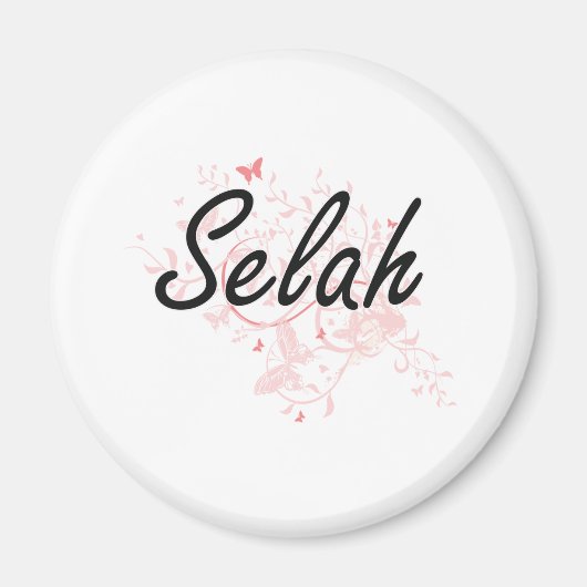 Selah Artistic Name Design mit Schmetterlingen Magnet (Vorne)