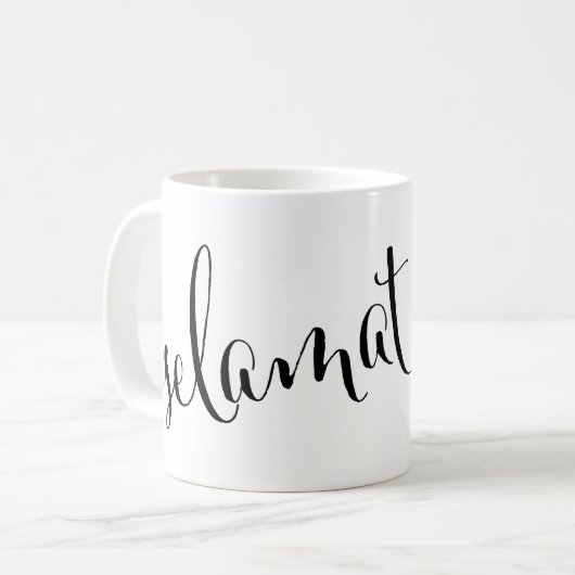 Selamat pagi Guten Morgen indonesische Tasse (Vorderseite Links)